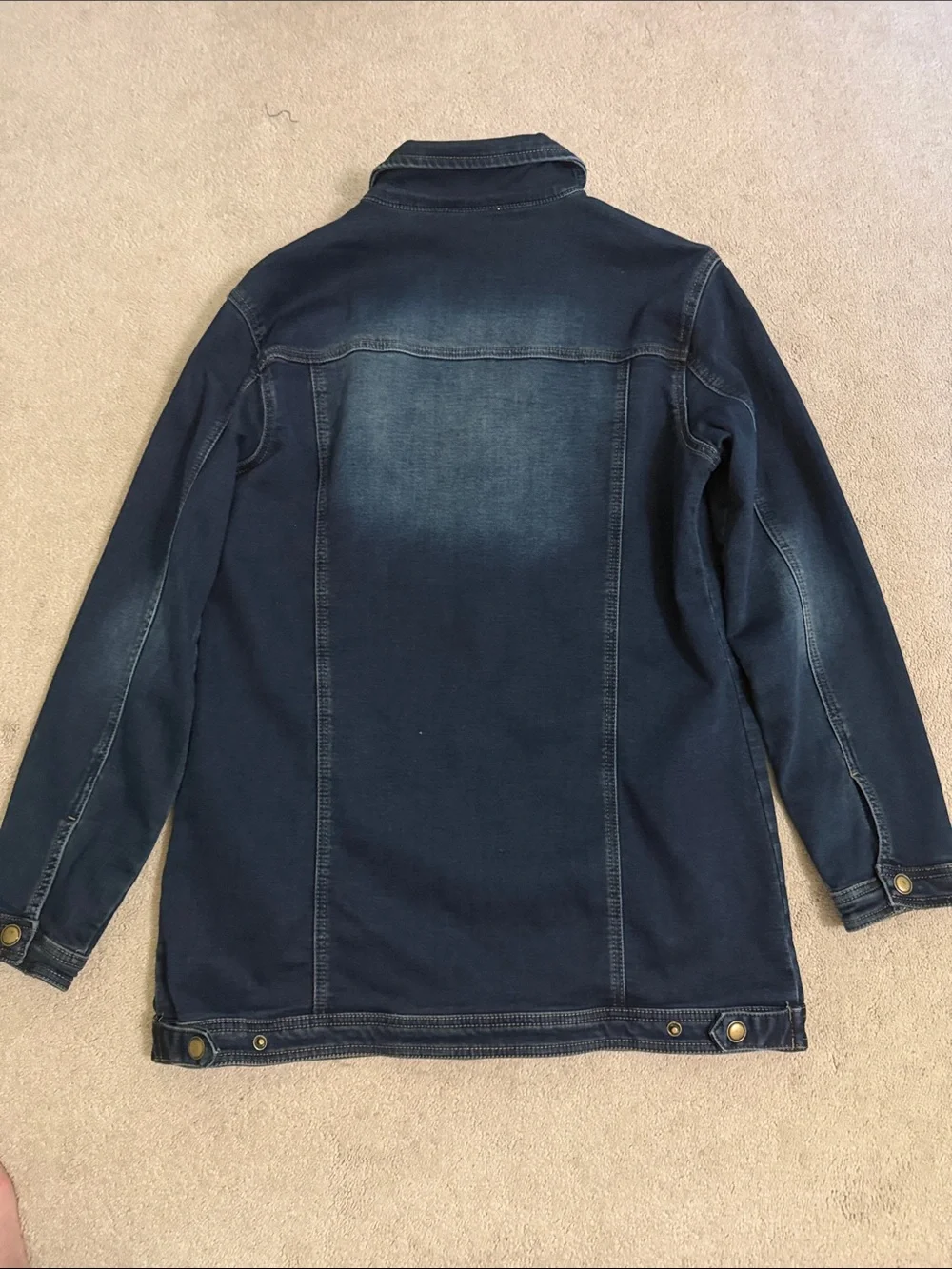 Women's Dark Navy Denim Jacket - Long Jean Coat